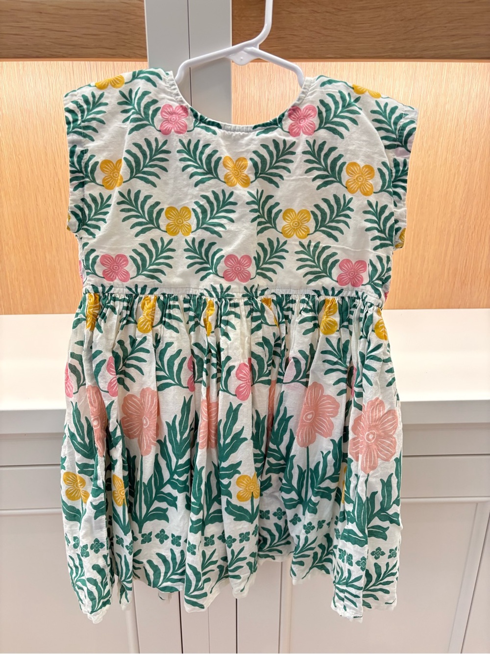 Pink Chicken Girls Floral Block Print Back-Button Dress